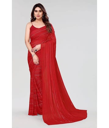 ANAND SAREES Satin Self Design Saree With Unstitched Blouse Piece ( Red )