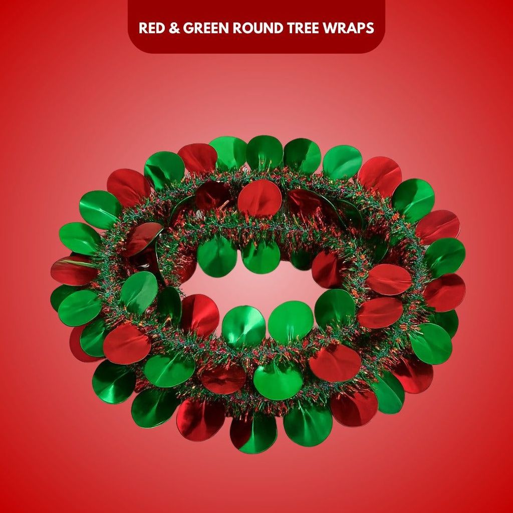Red & Green Round Hanging Tree Wraps or Garlands -1PC - Party and Festive Needs | Buy online on ZillyBuy
