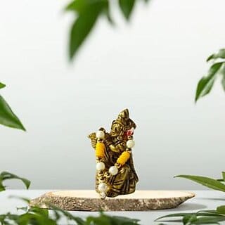 Golden Krishna Brass Idol with Flute Showpiece