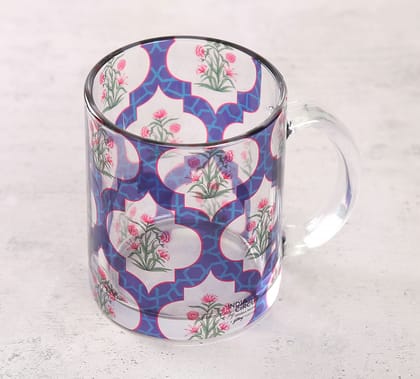 India Circus Poppy Flower Glass Mug