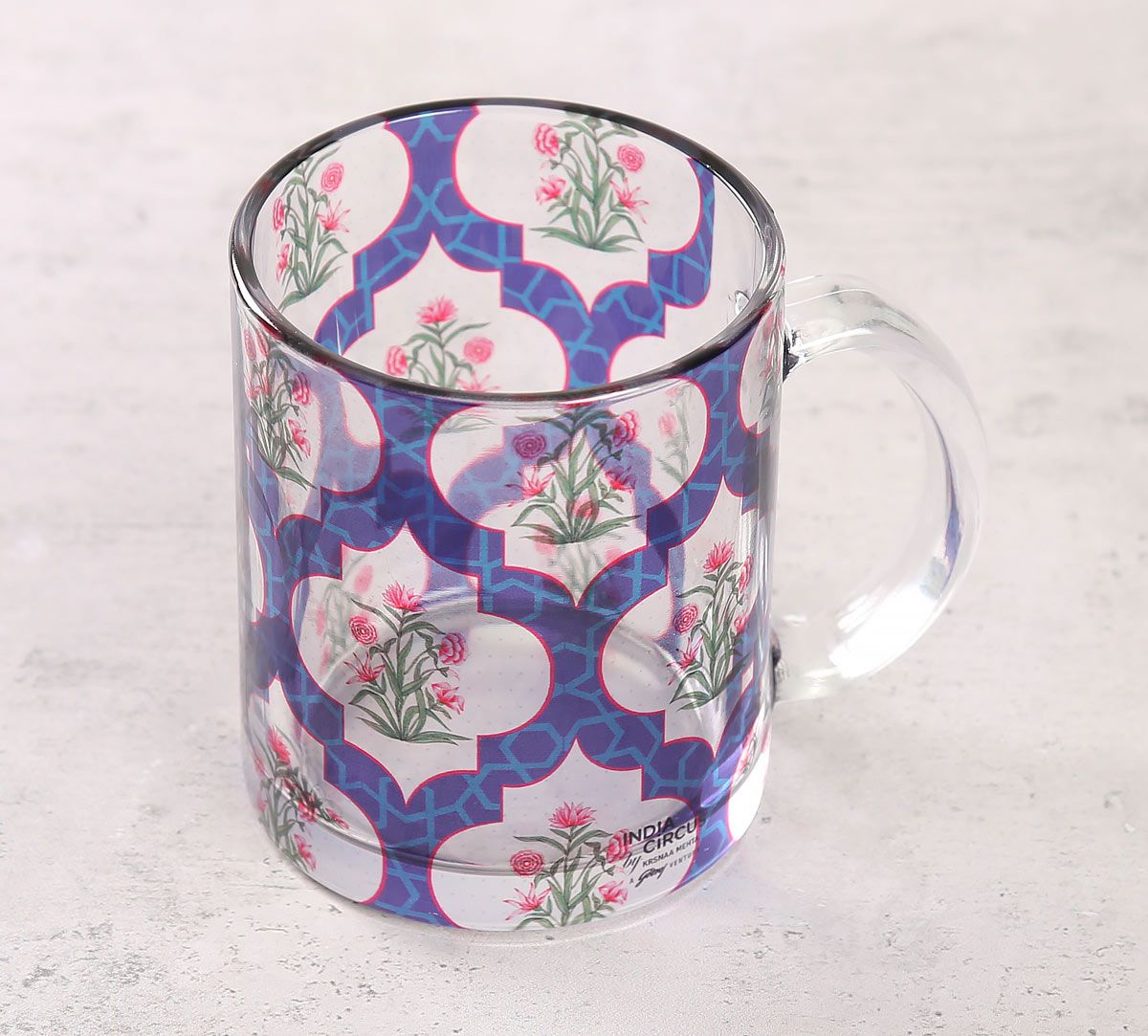 India Circus Poppy Flower Glass Mug
