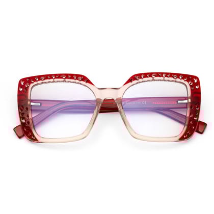 PERKEY Square Full Rim Computer Glasses for Women - OPTL0020-C3-Medium / Clear / Maroon