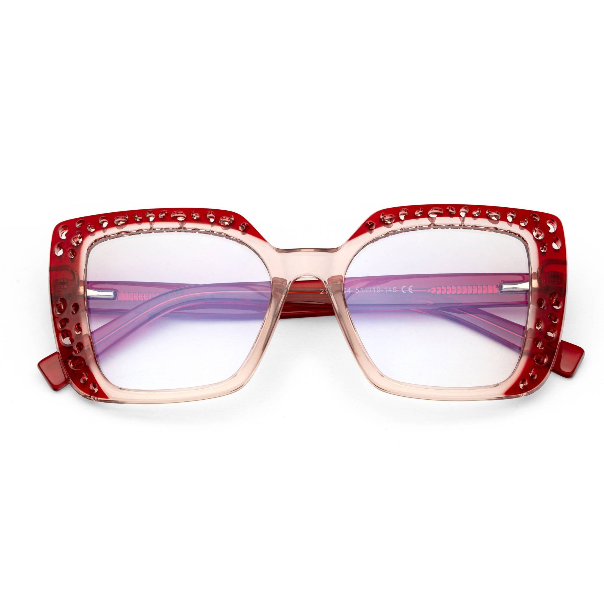 PERKEY Square Full Rim Computer Glasses for Women - OPTL0020-C3-Medium / Clear / Maroon