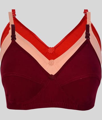 Kiran Enterprises Pack of 3 Cotton Lycra Non Padded Women's Minimizer Bra ( Multi Color )
