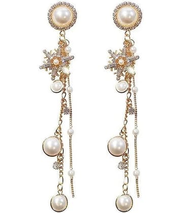 FASHION FRILL Golden Drop Earrings ( Pack of 2 )
