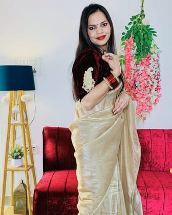 Crystal Crush Tissue Silk Saree with Designer Lace - Elegant Party Wear