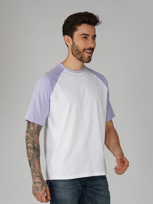 Lilac With White Raglan Oversized T-Shirt-White / M