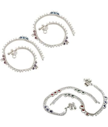 HEER COLLECTION - Silver Anklets ( Pack of 2 )