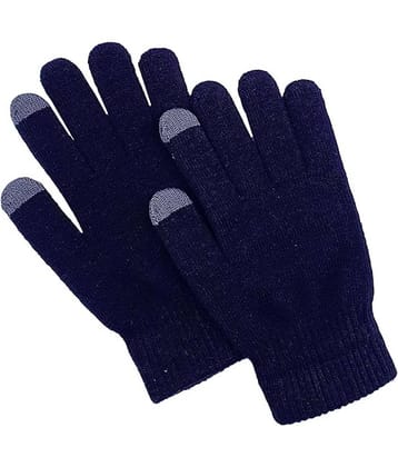 Infispace Black Woollen Men's Woollen Gloves ( Pack of 1 )