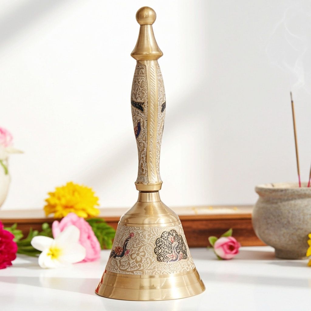 Brass Hand Bell White No. 3, Height : 7.4 Inch (ZMAS286 D)