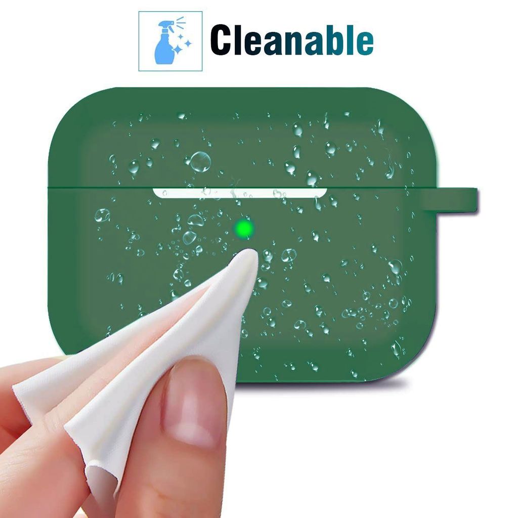 LIRAMARK Silicone Soft Case Cover with Buckle for Airpods Pro (2019), AirPods Pro 1st Generation (Green)