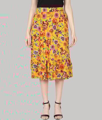 NUEVOSDAMAS - Yellow Rayon Women's A-Line Skirt ( Pack of 1 )