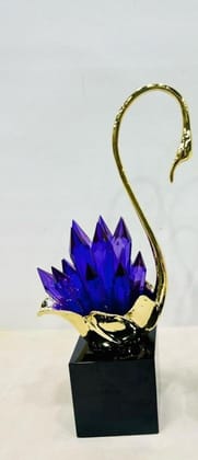 Elegant Crystal Swan Decor-Gold / H: 11 | L: 6 / Metal & Crystal