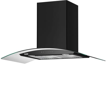 Glen Melissa Auto Clean Curved Glass Wall Mounted Kitchen Chimney With 7 Year on Motor & 1 Year Comprehensive Warranty, BL 90cm 1200m3/h Glen Melissa Auto Clean Curved Glass Wall Mounted Kitchen Chimney With 7 Year on Motor & 1 Year Comprehensive Warrant
