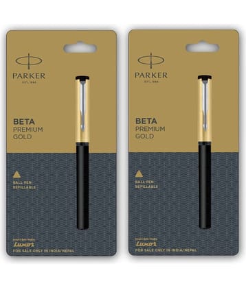 Parker Beta Premium Chrome Trim Gold Ball Pen Pack of 2