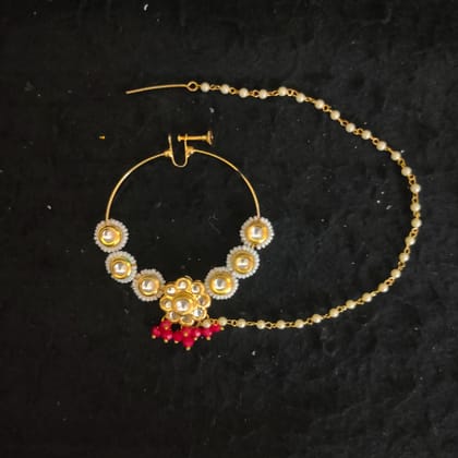 Exquisite Kundan Polki Heavy Nath for Bridal Wear