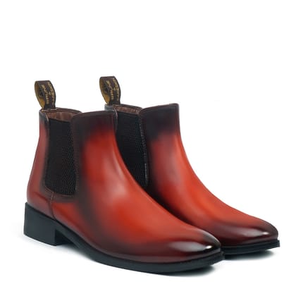 Customized "EXTRA HIGH HEEL" Cognac Leather Hand Made Chelsea Boot By Brune & Bareskin-40/6