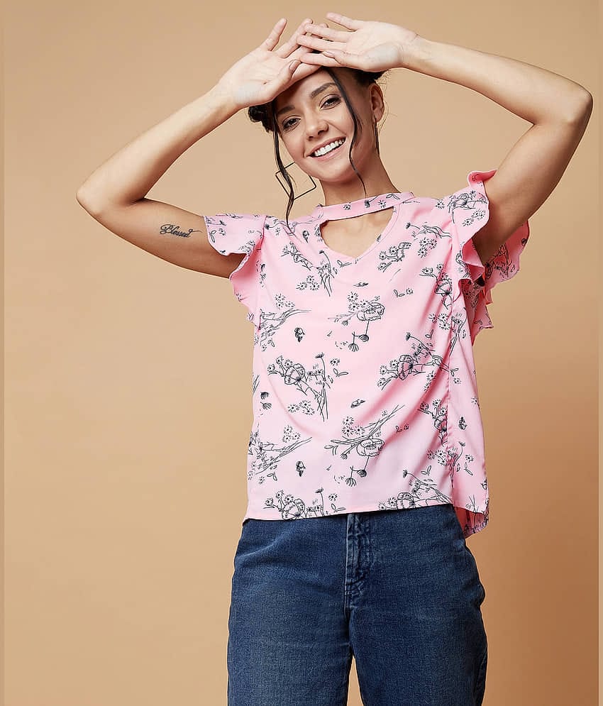 Chimpaaanzee Women's Cotton Blend Regular Top ( Pink )