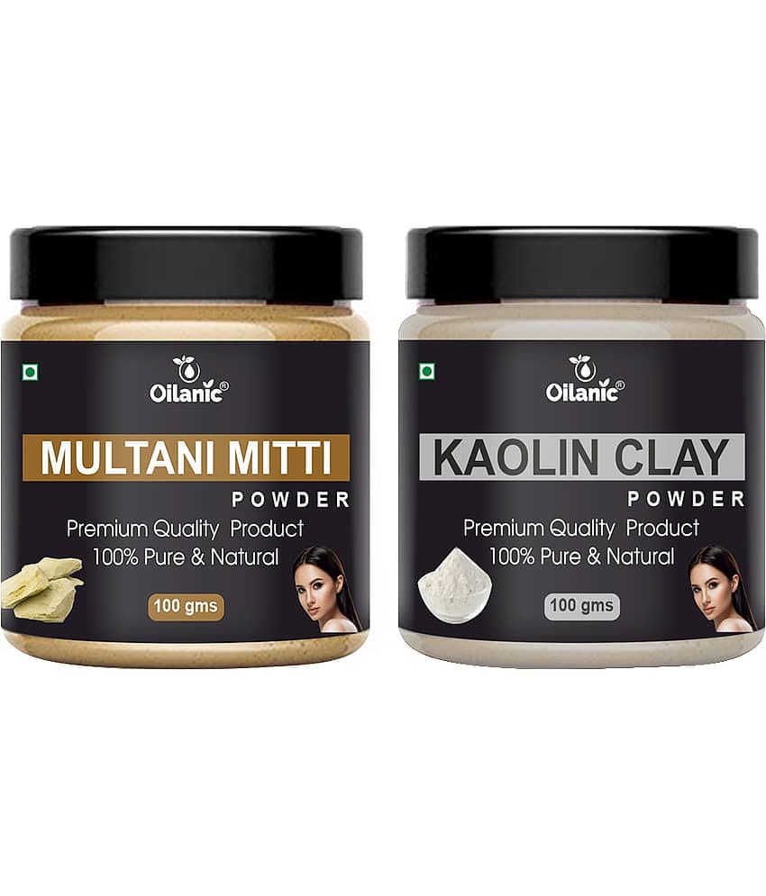 Oilanic Pure Multani Mitti Powder & Kaolin Clay Powder For Skin Hair Mask 200 g Pack of 2