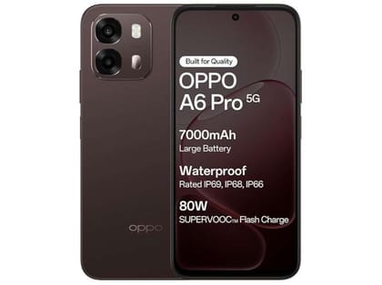 Oppo A6 Pro 5G Smartphone, 8GB RAM, 256GB Storage, Elegant Design - Cappuccino Brown