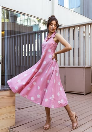 Blush Aura Midi Dress-XS