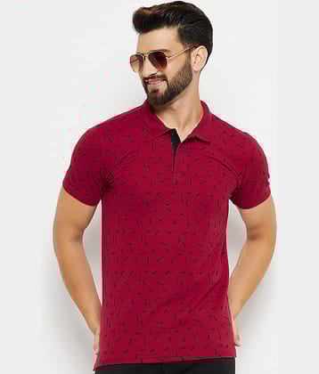 XFOX Pack of 1 Cotton Blend Regular Fit Printed Half Sleeves Men's Polo T Shirt ( Burgundy )