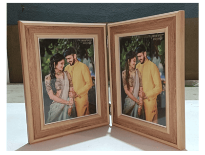 NOKKES Double 5X7 inch Wood Photo Frame Instagram Hinged Picture Frames with Glass Front Fit for Stands Vertically on Desk Table Top or Wall Hanging (Window 5x7 Or 5X7 Picture) (Style 1)