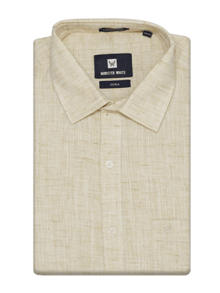 Mens Cotton Sand Colour Regular Fit Shirt Oura-36 / H/S / Sand