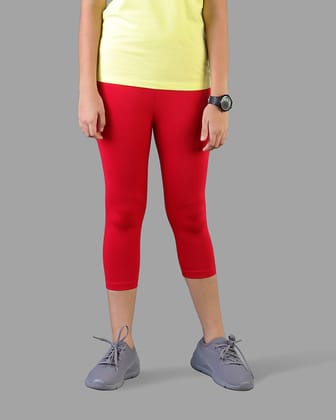 Kids Cotton Capri Legging - Lip Stick-20 / Lip Stick