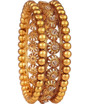 Ethnic One Gram Gold Plated Cz LCD Diamond Designer Kada for Women and Girls