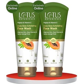 Lotus Botanicals Papaya & Vitamin E Insta Glow Exfoliating Facewash (Pack Of 2 ) (100Mlx2 ) Face Wash (200 Ml)