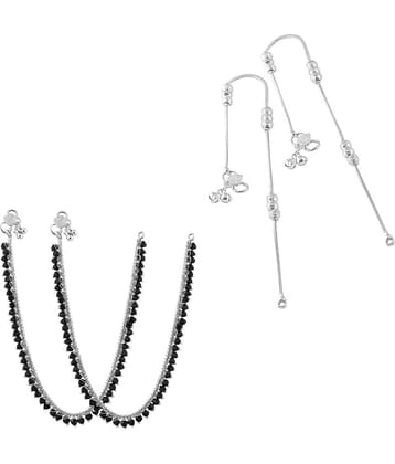 HEER COLLECTION - Silver Anklets ( Pack of 2 )