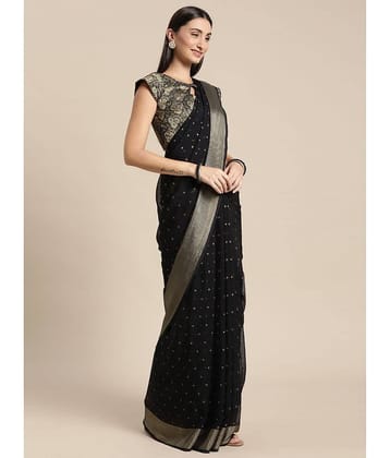 Rekha Maniyar Chiffon Embellished Saree With Unstitched Blouse Piece ( Black )