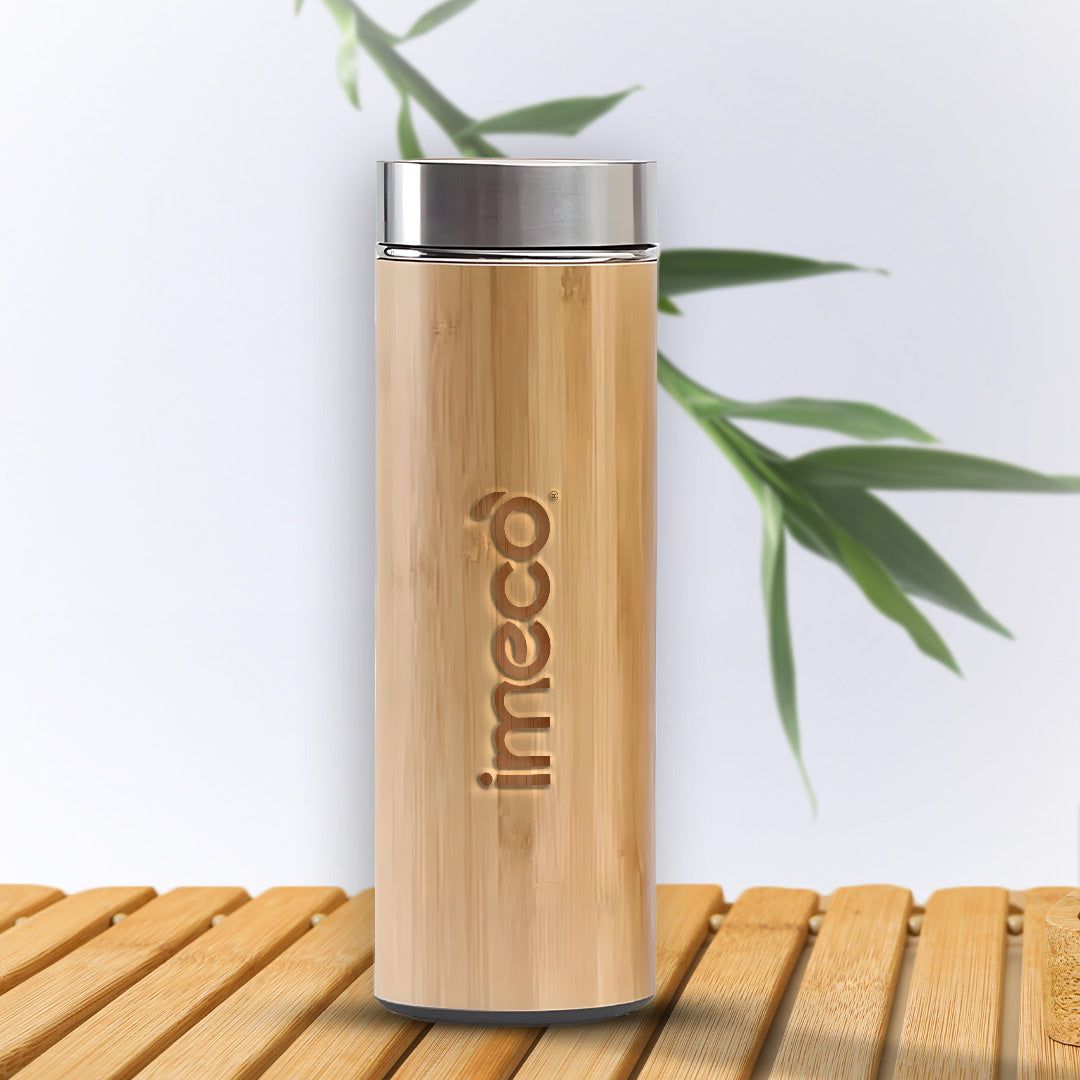 ECO-POUR Flat-Lid Bamboo Water Bottle - Stylish & Reusable (450 ml)