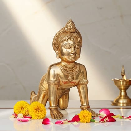 Brass Radha Ji God Idol - Premium Brass Temple Statue, Height : 12.2 Inch (BSMAS1677 R)