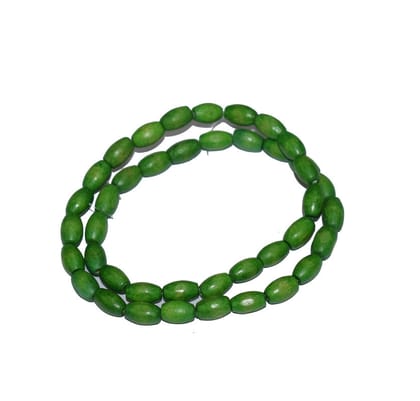 Painted Wooden Beads for Jewelry Making , BWWB-36-Per Packet of Approx 338 Pcs / 10X7 MM / Green