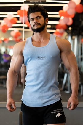 WILD VERVE RIBBED TANK (SKY BLUE)-S
