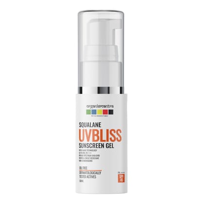 Organix Mantra SQUALANE UV BLISS Sunscreen Gel - Broad Spectrum, Natural Ingredients, Hydrating Formula for All Skin Types - 50ML