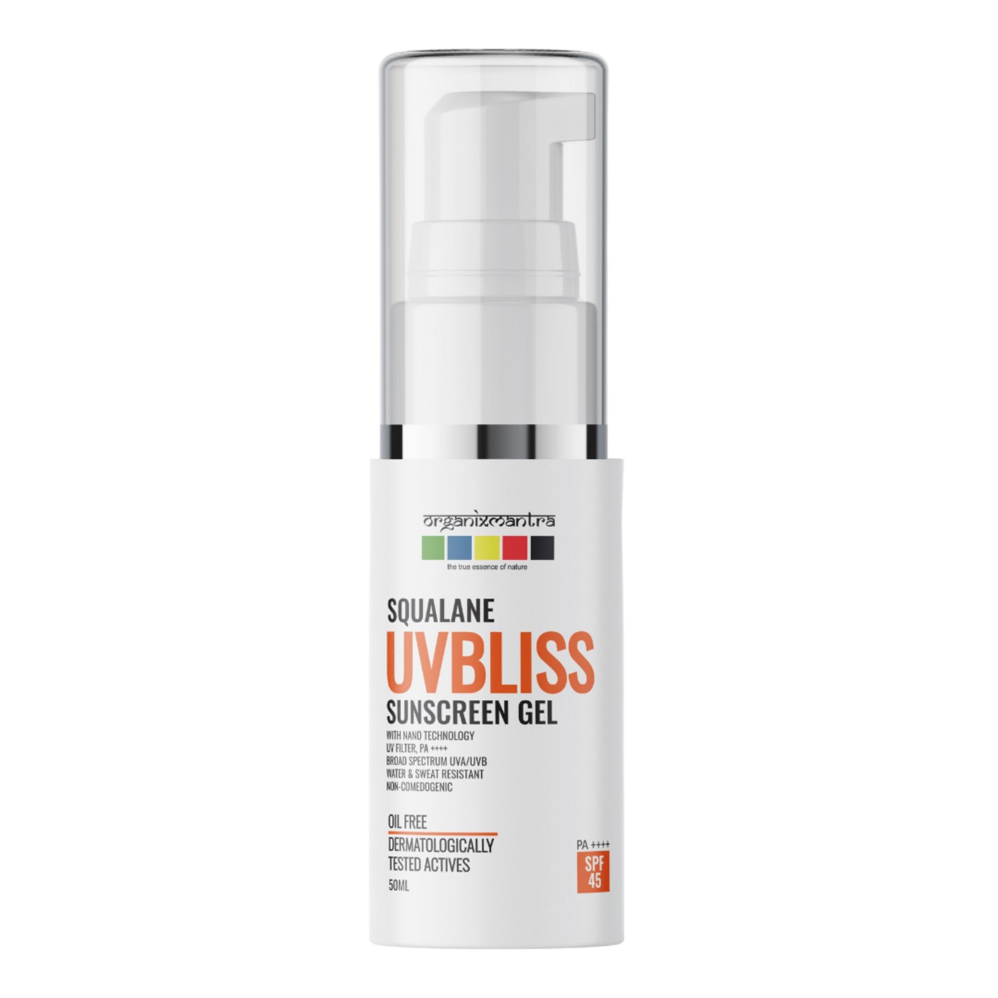 Organix Mantra SQUALANE UV BLISS Sunscreen Gel - Broad Spectrum, Natural Ingredients, Hydrating Formula for All Skin Types - 50ML