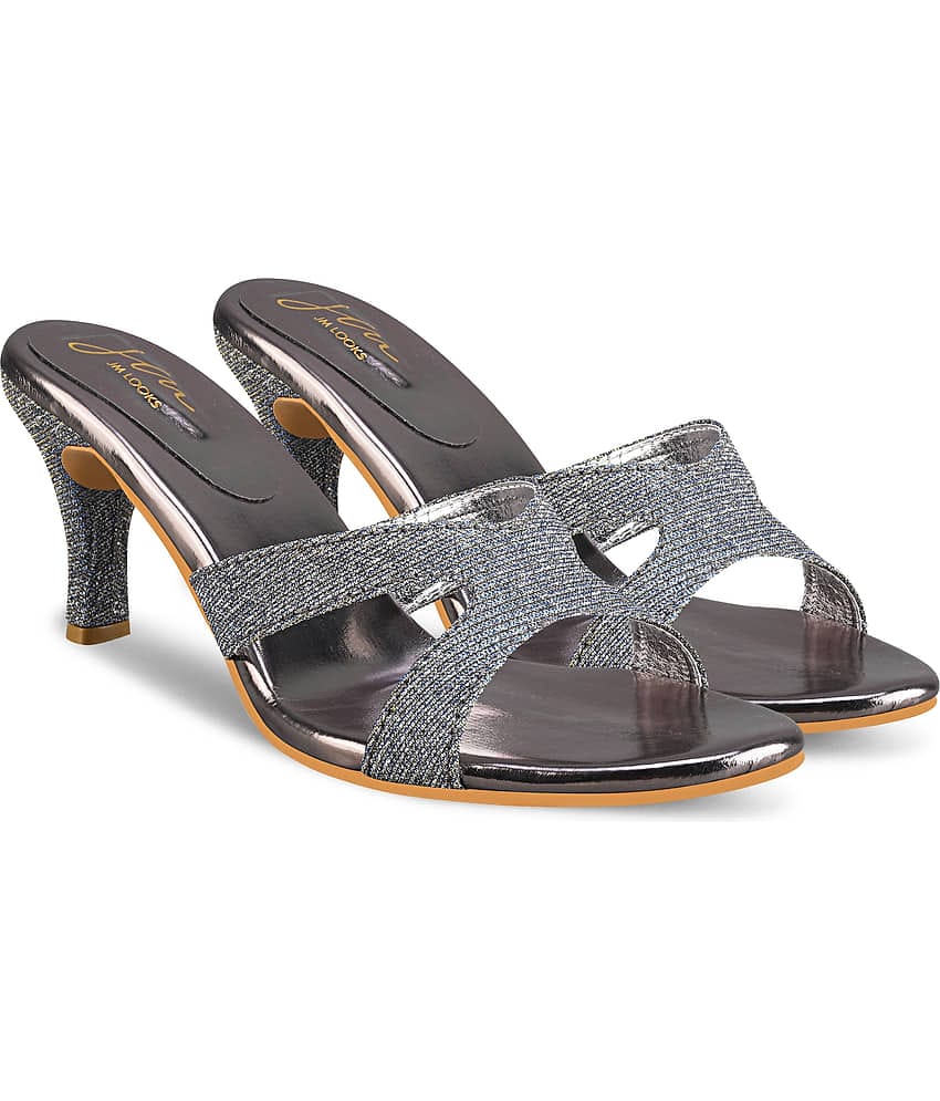 JM Looks Gray Women's Slip On Heels