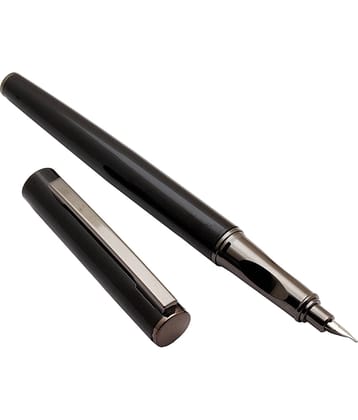 Luoshi 5243 Shine Black Metal Body Fountain Pen With Gunmetal Trims & Fine Nib