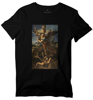 St. Michael Vanquishing Satan Art T-shirt-36 - XS / Black