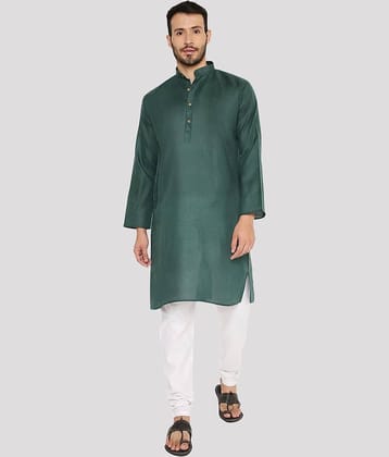 Maharaja - Green Cotton Regular Fit Men's Kurta Pyjama Set ( Pack of 1 )