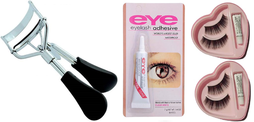 Glamezone Combo of Eyelash Curler,Waterproof Eyelash Glue and False Eyelashes (Pack of 2) for Women (Set of 4) - Makeup - Eyes | Buy online on ZillyBuy