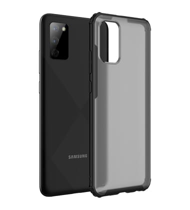Rugged Frosted Semi Transparent PC Shock Proof Slim Back Cover for Samsung Galaxy M02s, Samsung Galaxy F02s, 6.5 inch, Black