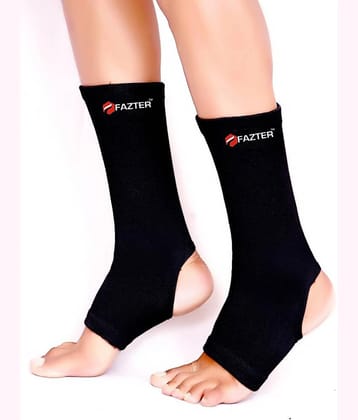 FAZTER 4D Unisex Stretchable Compression Ankle Brace Sleeves For Joint Pain Relief (Pair) Ankle Support (Black) - None