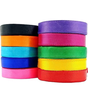 PRANSUNITA Polyster Satin Ribbon Roll, 0.5 inch Wide,100 Yard Length,Pack of 10 ( Pack of 10 )