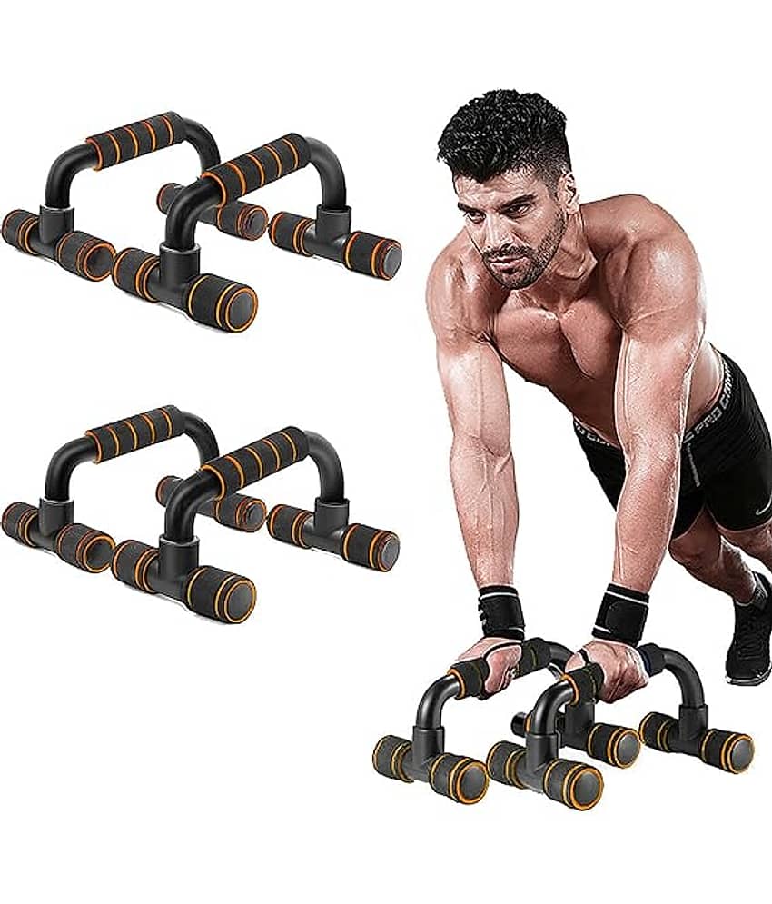 Plastic Push Up Bar Stand for Gym & Home Exercise, Dips/Push Up Stand for Men and Women. Useful in Chest & Arm Workout, Orange, Pack of 1
