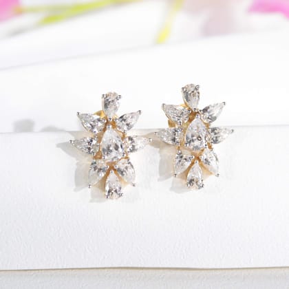 Avea Fancy Silver Stud Earrings for Women-Yellow Gold