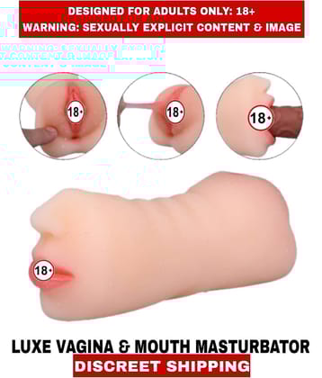 New Real Feel L U X E 2in1 Pocket Pussy Vagina and Mouth Double Side Silicon Masturbator Male Sexy Toy For Men